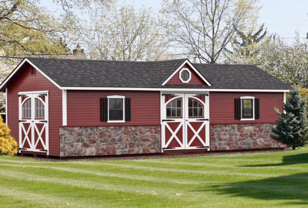 LP Lap & Stone Veneer Manor Deluxe Shed Lancaster County Barns